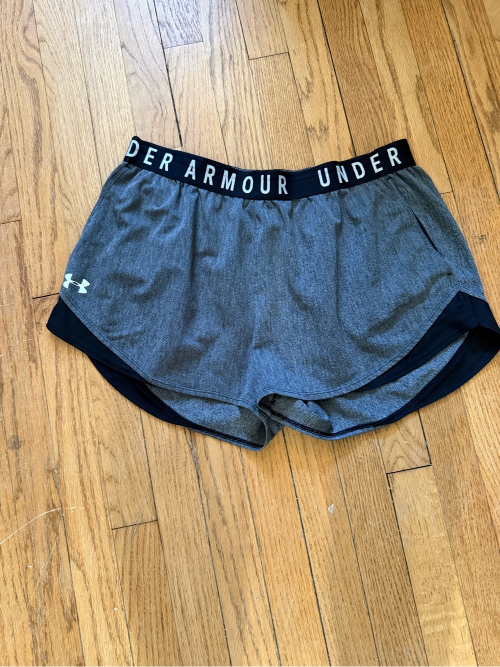 Under Armour Women's Gray Heather Athletic Shorts with Black Waistband